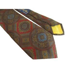 Vintage Mens Silk Neck Tie 3.5” 56" Medallion Pattern Reis New Haven